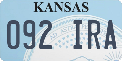 KS license plate 092IRA