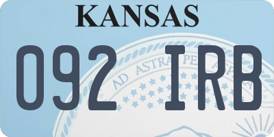 KS license plate 092IRB