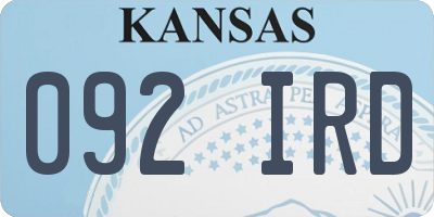 KS license plate 092IRD
