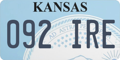 KS license plate 092IRE