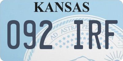 KS license plate 092IRF