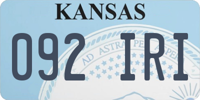 KS license plate 092IRI