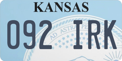 KS license plate 092IRK