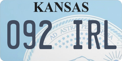 KS license plate 092IRL