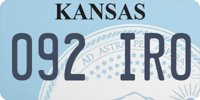 KS license plate 092IRO