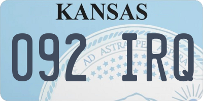 KS license plate 092IRQ