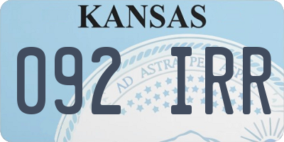 KS license plate 092IRR