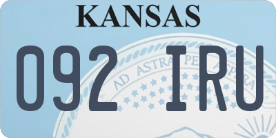 KS license plate 092IRU