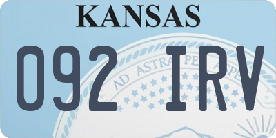 KS license plate 092IRV