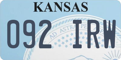 KS license plate 092IRW