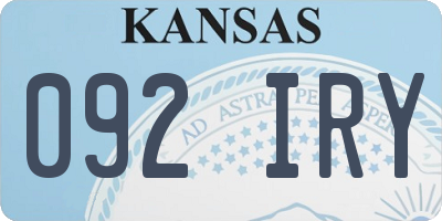 KS license plate 092IRY