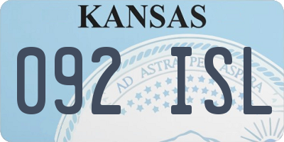 KS license plate 092ISL