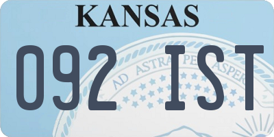 KS license plate 092IST