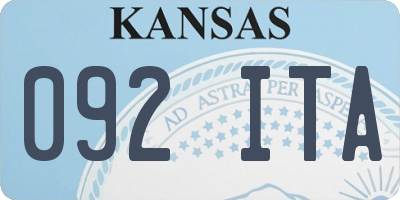 KS license plate 092ITA