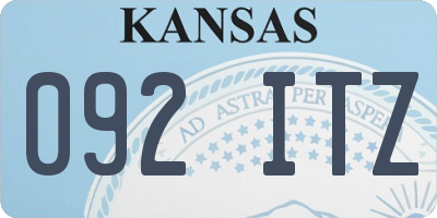 KS license plate 092ITZ