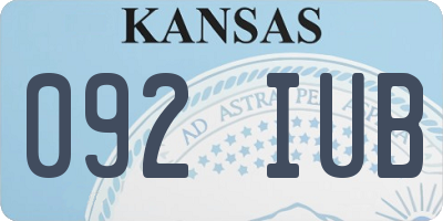 KS license plate 092IUB