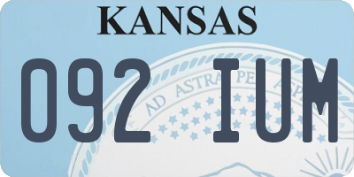 KS license plate 092IUM