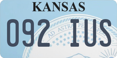 KS license plate 092IUS