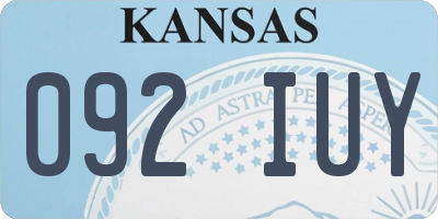 KS license plate 092IUY