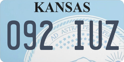 KS license plate 092IUZ