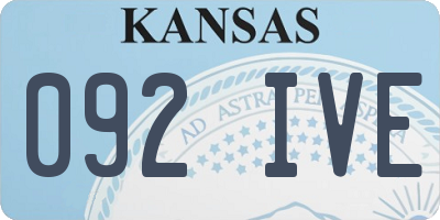 KS license plate 092IVE