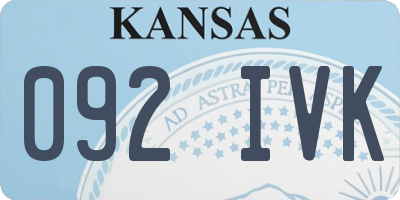 KS license plate 092IVK