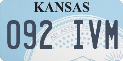 KS license plate 092IVM