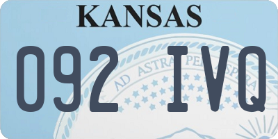 KS license plate 092IVQ