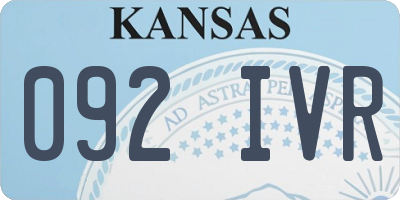 KS license plate 092IVR