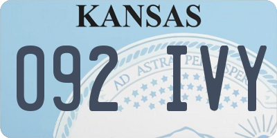 KS license plate 092IVY