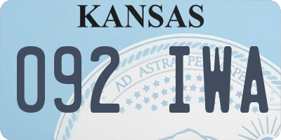 KS license plate 092IWA