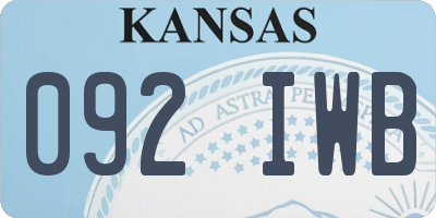 KS license plate 092IWB