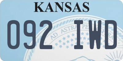 KS license plate 092IWD