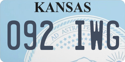 KS license plate 092IWG