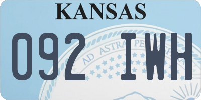 KS license plate 092IWH