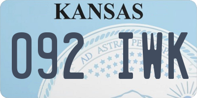 KS license plate 092IWK