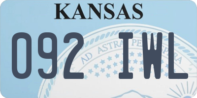 KS license plate 092IWL