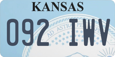 KS license plate 092IWV