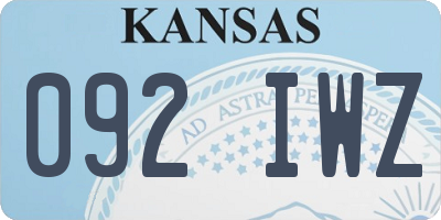 KS license plate 092IWZ