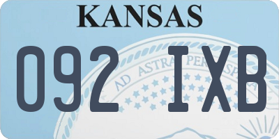 KS license plate 092IXB