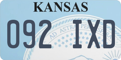 KS license plate 092IXD