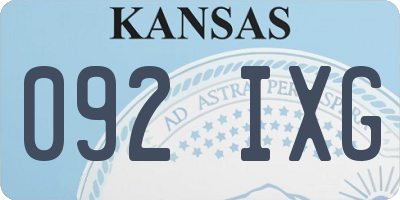 KS license plate 092IXG