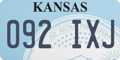 KS license plate 092IXJ