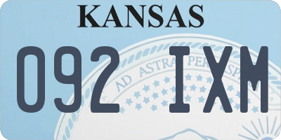KS license plate 092IXM