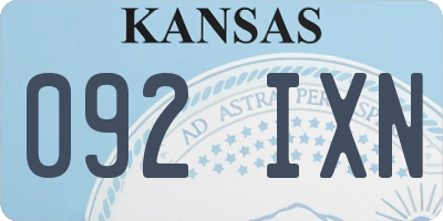 KS license plate 092IXN