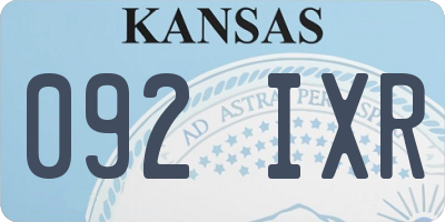KS license plate 092IXR