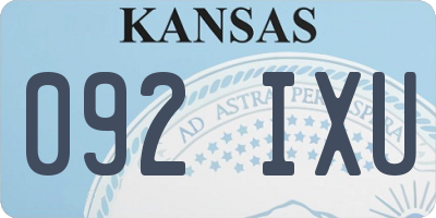 KS license plate 092IXU