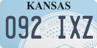 KS license plate 092IXZ