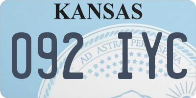 KS license plate 092IYC
