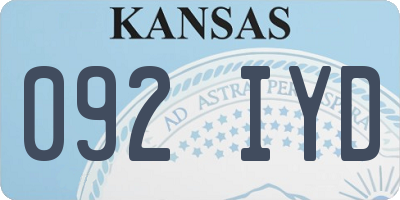 KS license plate 092IYD